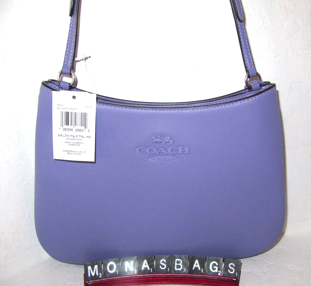Coach New CP1012 Penelope Light Violet Smooth Leather Shoulder Bag