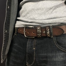 Men Casual Leather Belt Western Cowboy Single Prong belt for Pants Jeans Classic