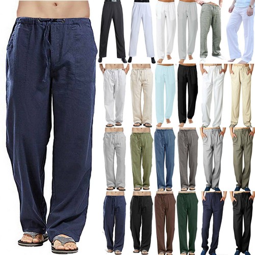 Man Casual Cotton Linen Pants Bottom 