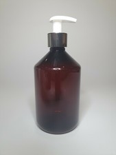 500ml PET Plastic Amber Veral Bottle & Shiny Silver/White Lotion Pump Any Amount