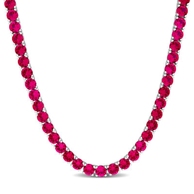 Amour Sterling Silver 30CT Created Ruby Necklace - 17 in.