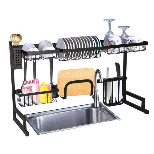 Over The Sink Dish Drying Rack Stainless Kitchen Supplies Storage Shelf Drainer - Picture 5 of 6