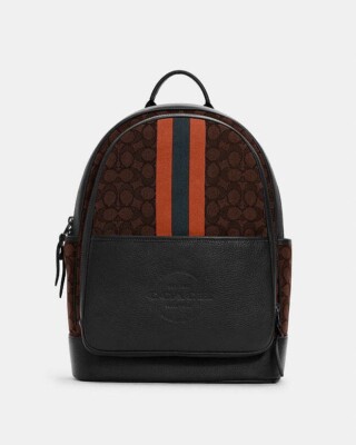 NWT COACH Thompson Backpack in Signature Jacquard with Varsity Stripe C5389 $550