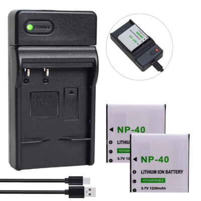 2x NP-40 3.7V Rechargeable Battery For ORDRO Z20 Z80 Z8Plus Camera +Charger