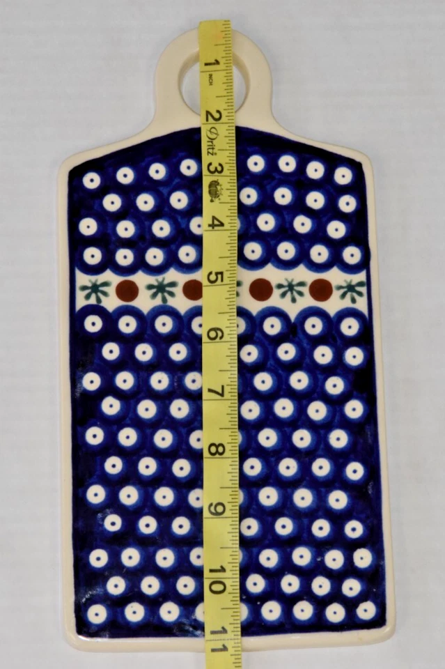 Tabla de cortar para servir aperitivos y queso de cerámica polaca 11" X 5" hecha a mano Polonia Foto 3 de 4