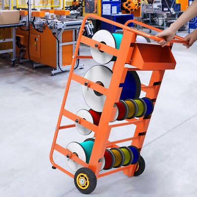 Wire Spool Rack Electrical Cable Caddy Dispenser w/Wheels 11Rods 300lbs Capacity