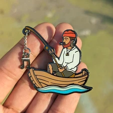 Mac Miller Fisherman Tribute Enamel Pin with Chain, Hip Hop Icon, macadelic