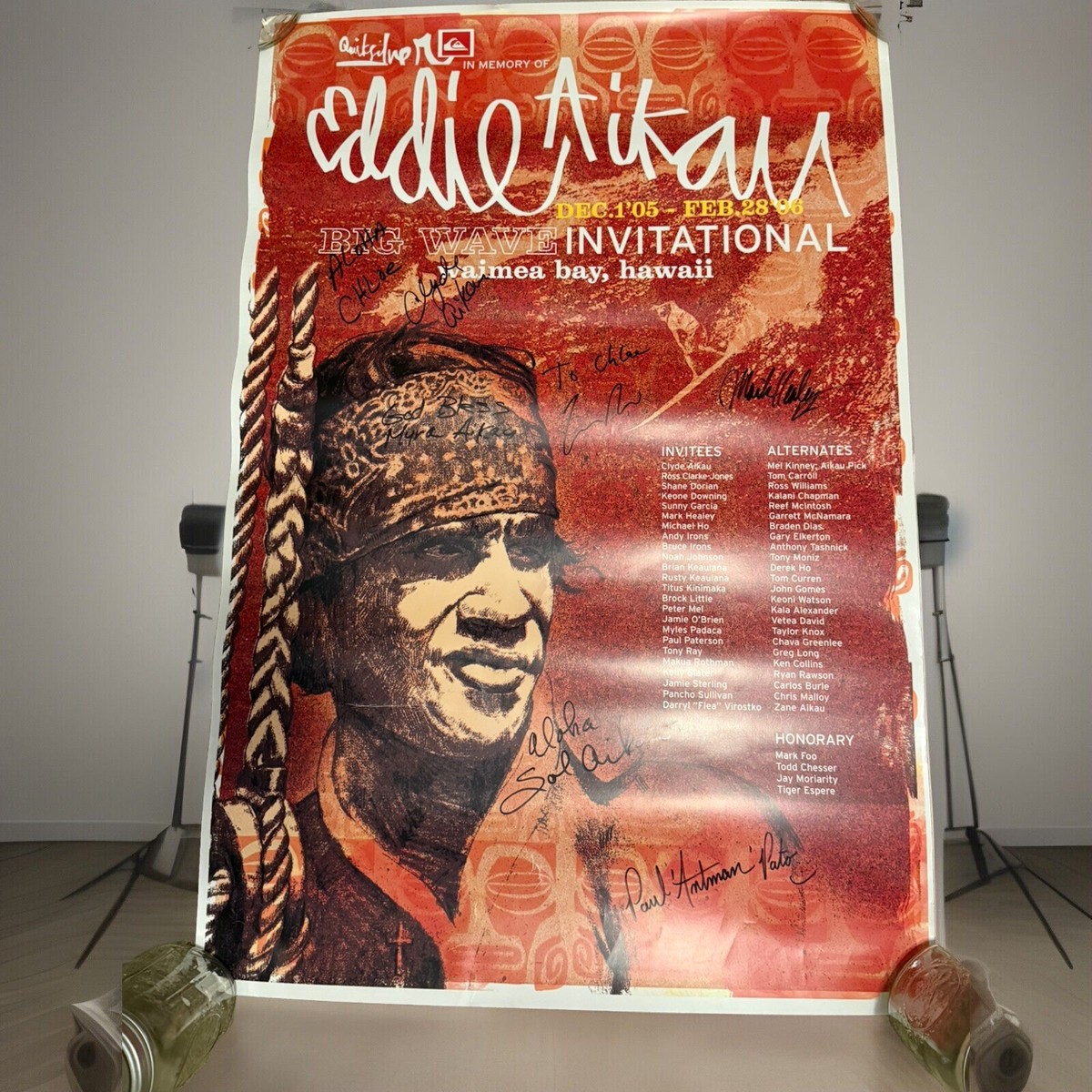 希少Eddie Aikau Quiksilver ポスター 🔴 EDDIE AIKAU Quicksilver 2005-2006 Original Family Signed Big