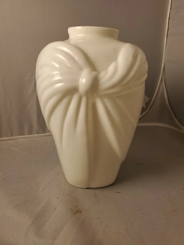 Vintage BALOS Milk Glass Bow Vase 1980's 1970's