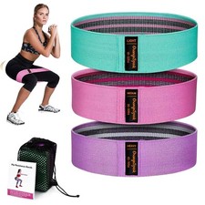3PC Heavy Duty Resistance Bands for Yoga, Pilates, Glute Hip  Thigh, 3 level
