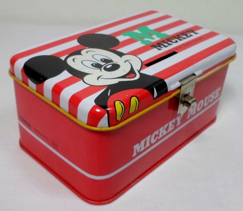 DISNEY VTG 70's MICKEY MOUSE RED TIN COIN BANK BOX BY "MELODY" TAIWAN - Picture 4 of 12
