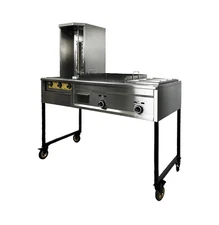 EKS 60" Taco Cart Trompo Para Tacos Al Pastor Shawarma Griddle W/ Warmer Gyro