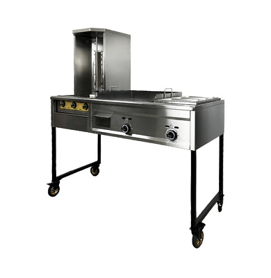 EKS 60'' Taco Cart Trompo Para Tacos Al Pastor Shawarma Griddle W/ Warmer Gyro