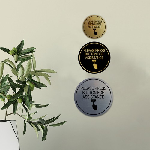 Circle Please Press Button For Assistance (hand on button) Wall or Door ...