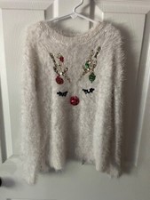 Childrens Place Girls Holiday Sweater Sequined Reindeer Size XS 4
