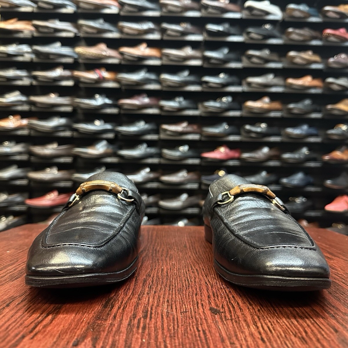 Gucci Black Leather & Monogram Bamboo Bit Loafers $1,100 Mens Gucci Black Leather Bamboo Bit Loafers Sz 11 G  main image 2
