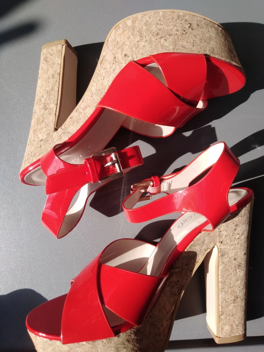 Red sandals cheap platform