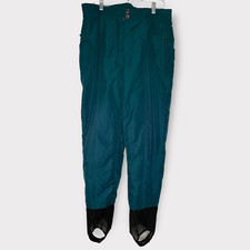Nordica Vintage Womens Ski Snow Pants Teal/Green High Waist US 12 EU 48 Stirrup