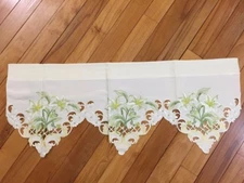 Springtime Floral Embroidered Lilies Valance Blooms Garden Window Valance