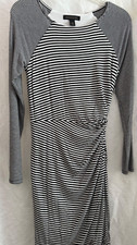 BANANA REPUBLIC SIZE XS TP White/Black Striped Faux Wrap Side Zip Bodycon