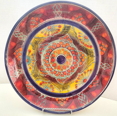  Santo Stefano Di Camastra  Pottery  Colorful  Red, Blue & Yellow 10.5'' Plate 