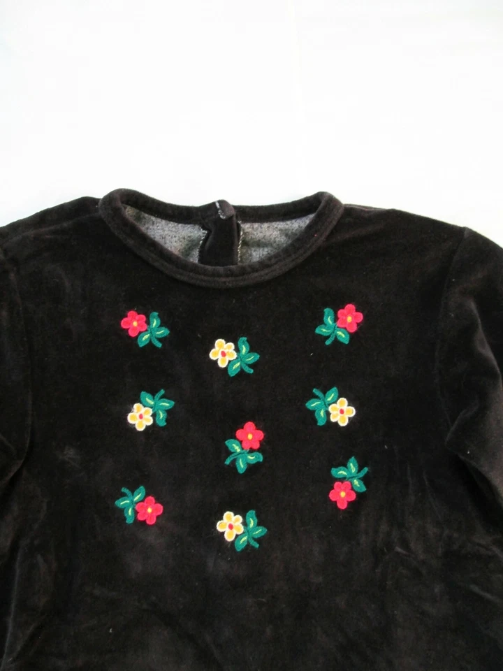 Gymboree Vintage XXL 6-7 Holiday Garland 1998 Black Floral Velvet Swing Top - Image 2 of 4