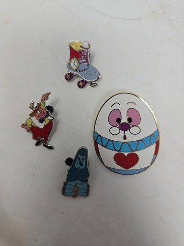 Disney Alice in Wonderland 4 pin lot White Rabbit, Roller Skate, Caterpillar