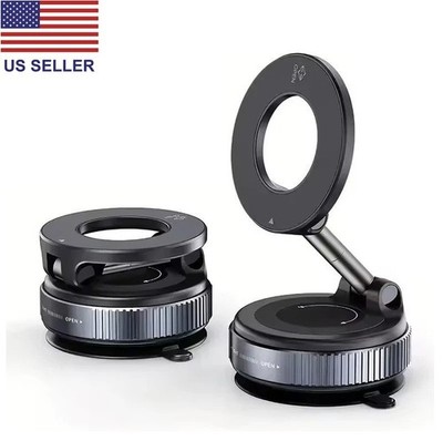 Vacuum Magnetic Suction Cup Car Phone Holder Stand Mount 360° Rotation Black US
