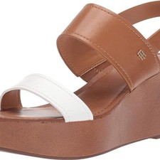 Tommy Hilfiger Women's Wilder Platform Wedge Heel Open Toe Buckle Back Strap 7