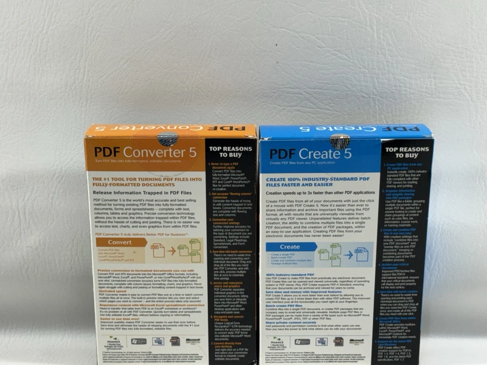 Nuance PDF Software Bundle Converter Professional 5 & PDF Create 5 ungeöffnet neu - Bild 2 von 4