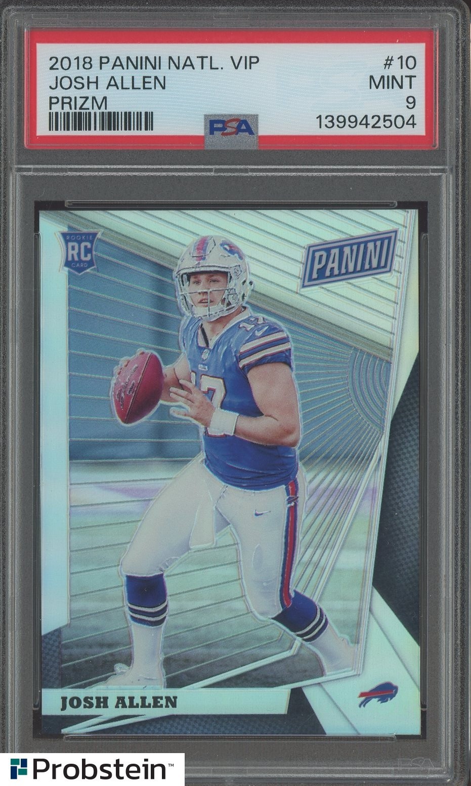 2018 Panini National VIP # 10 Josh Allen Prizm Rookie PSA 9 97/99 POP 17 view 1