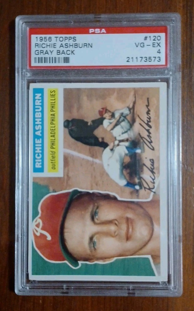 1956 Topps Gray Back #120 Richie Ashburn PSA 4