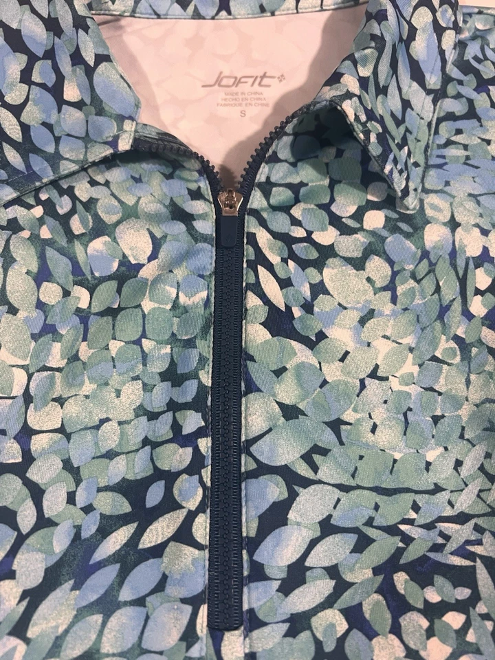 Jofit Womens Lightweight Green/Blue Sleeveless Golf Polo Shirt 1/4 Zip Size S - Image 2 of 4