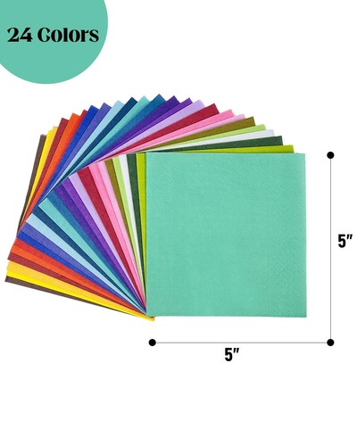 24 colors Cocktail Napkins 5 * 5inch disposable Beverage Napkin paper for Coc... - 第 5/6 張圖片