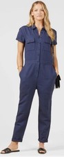 New Outerknown Jumpsuit Organic Cotton Linen Women XS Blue Pockets Coverall