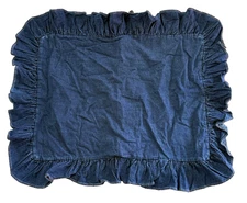Ralph Lauren Ruffle Edge Dark Blue Jean Denim Pillow Sham, Standard Size