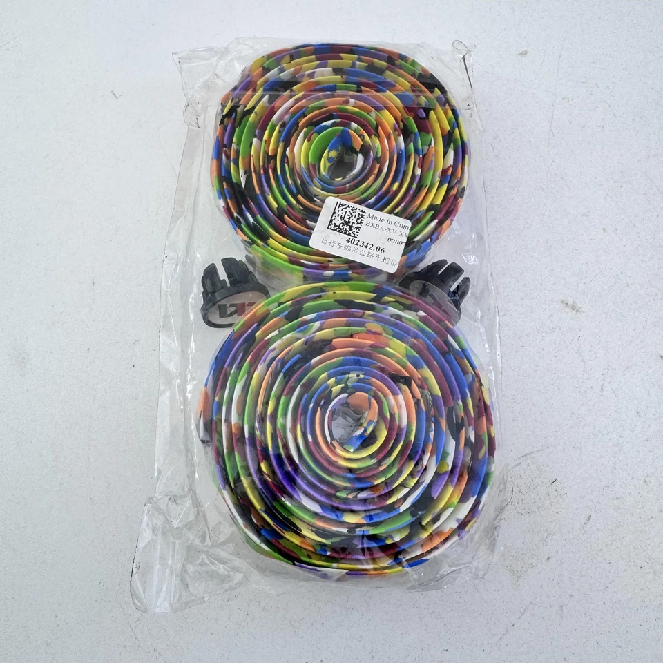 BV Bicycle Handlebar Tape Set Multicolor Confetti 2 Rolls End Plugs Road A20 - Image 2 of 4