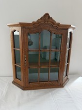 Vintage Solid Oak Wooden Display Cabinet Glass Panel Doors Country Cottage Dutch