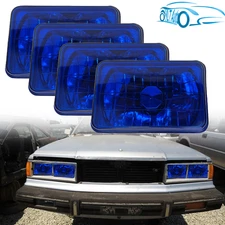 4PCS 4x6 5x7 Inch Square Blue Len Diamond Headlights For 1982-1984 Nissan Maxima