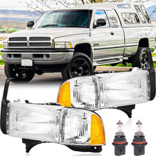 Safautoparts Headlights Assembly Bulbs For 1994-2001 Dodge Ram 1500/1994-2002