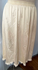 Vntg Ecru Light Beige Flared Half Slip Medium Stretch Waist 24-34" Lingerie USA