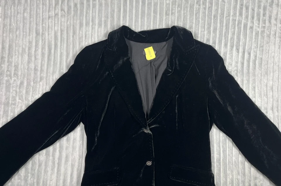 Tahari Silk Blend Black Velvet Two Button Blazer Women's M Career Girl Boss Chic - Image 4 of 4