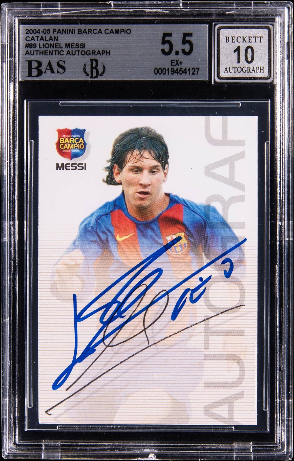 2004-05 Panini Sports Megacracks Barca Campio Autograf #89 Lionel Messi Sig