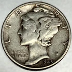 1945-P Mercury Dime 10c Good Circulated Condition 90% Silver US Coin - 3285