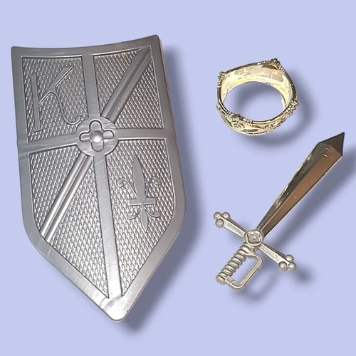 Vintage Barbie Prince Ken Silver Gray Shield Sword Crown Accessories 1990s Lot