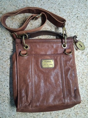 FOSSIL Long Live Vintage 1954 Emory Cognac Brown Leather Bag
