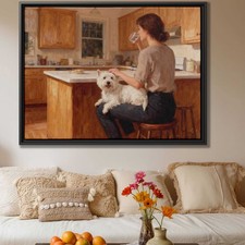 Oil Painting Dog West Highland White Terrier Kitchen Decor Canvas Print Wall Art