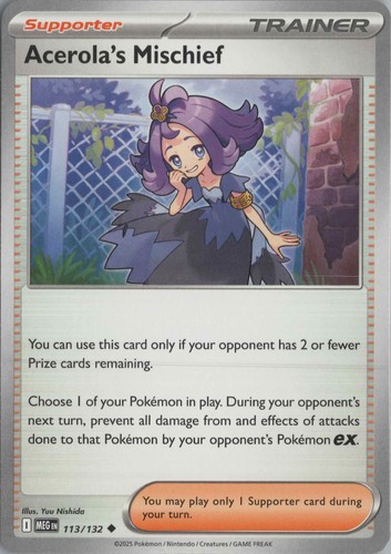 2025 POKÉMON MEGA EVOLUTION - ENGLISH #113 ACEROLA'S MISCHIEF
