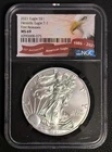 2021 SILVER EAGLE. TYPE 1. FIRST RELEASES. NGC CERTIFIED MS69. CERT.#6090008-075