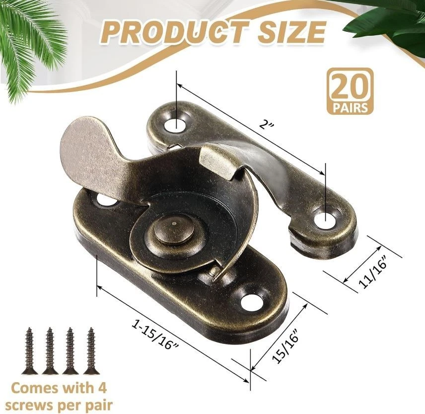 20 Pack Steel Window Sash Lock Antique Brass Replacement for Single Double Hung - Image 3 of 4